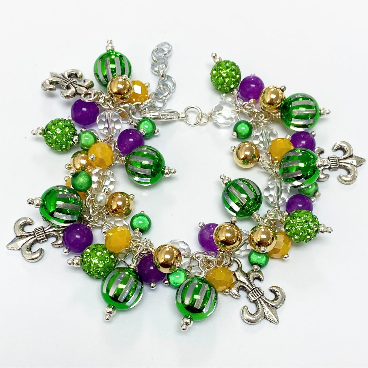 Fluffy charm bracelet~ MARDI GRAS – One Glance~Jewelry Supply Design