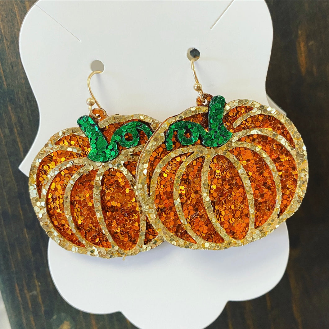 Glitter pumpkin earrings