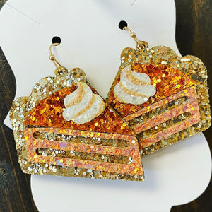 Glitter pumpkin pie earrings