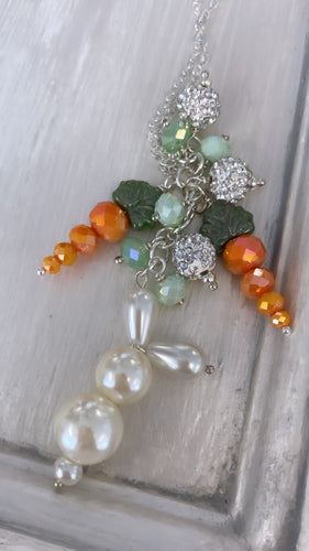 Carrot & Bunny cluster necklace