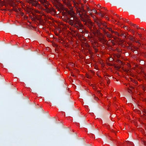 Chinese crystal:  red transparent, 4x6mm rondell