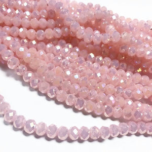 Chinese crystal: Milky pink 3x5mm rondell with AB coating