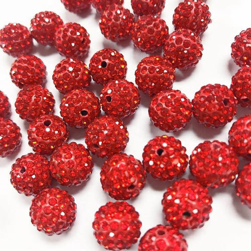 Red pave beads, 12mm
