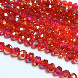 Chinese crystal: Red transparent with AB, 6X8mm rondell