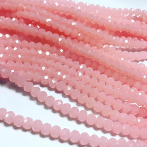 Chinese crystal: Milky pink 3x5mm rondell NO AB coating