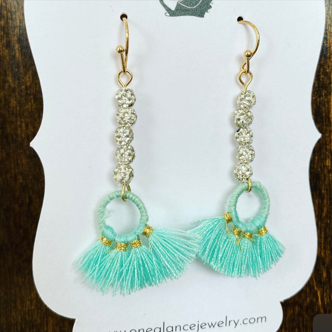 Tassel ring with pave earrings