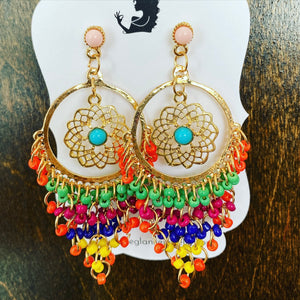 Multicolor beaded bohemian earrings