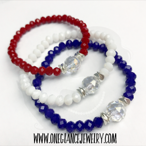 Stack of 3 patriotic bracelets