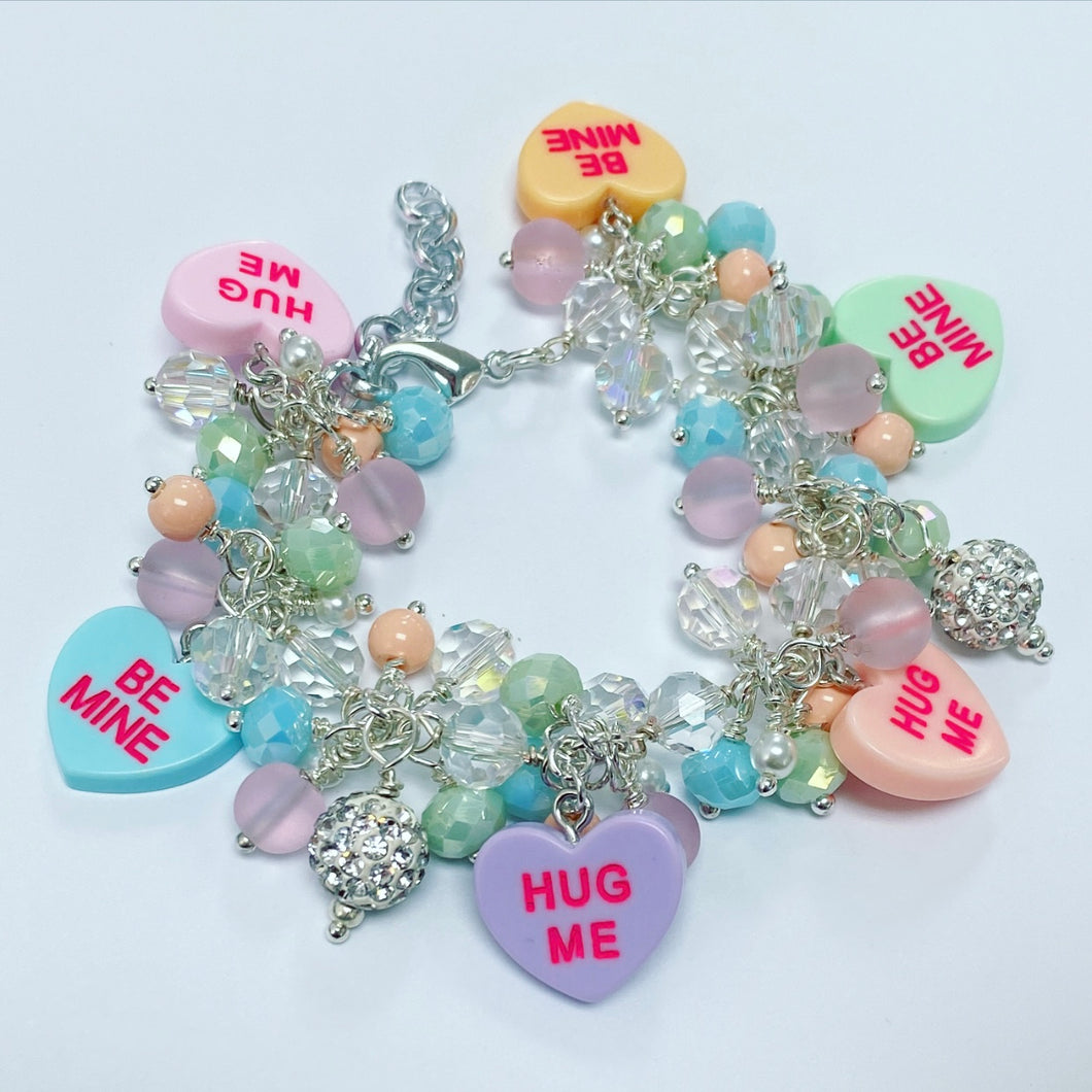 Fluffy charm bracelet~ CANDY HEARTS – One Glance~Jewelry Supply