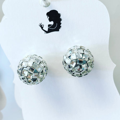 Ball drop mirrored earrings, 5/8