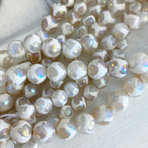 8mm or 10mm faceted white agate