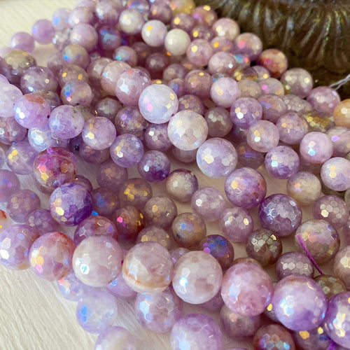 10 or 12mm ultrafaceted kunzite with aura coating