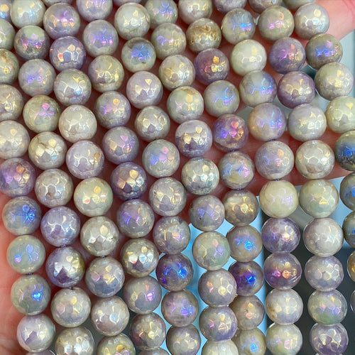 10mm ultrafaceted labradorite with aura coating
