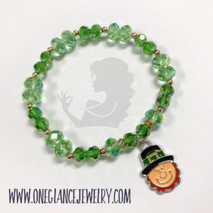 St Patrick's Day stretch bracelet, Leprechaun