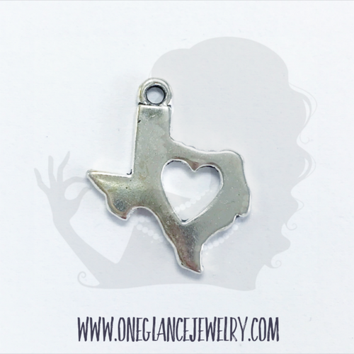 Pewter Texas charm with heart cut out