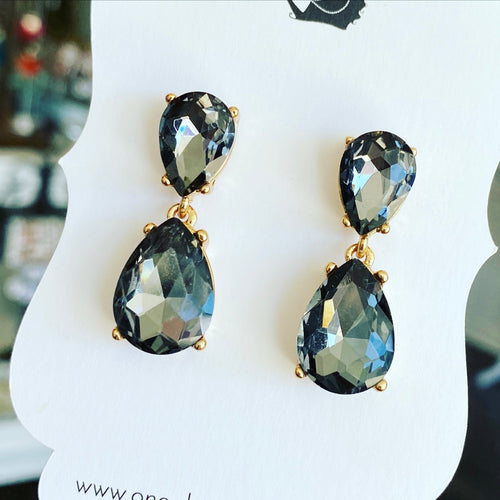 Charcoal crystal bling earrings