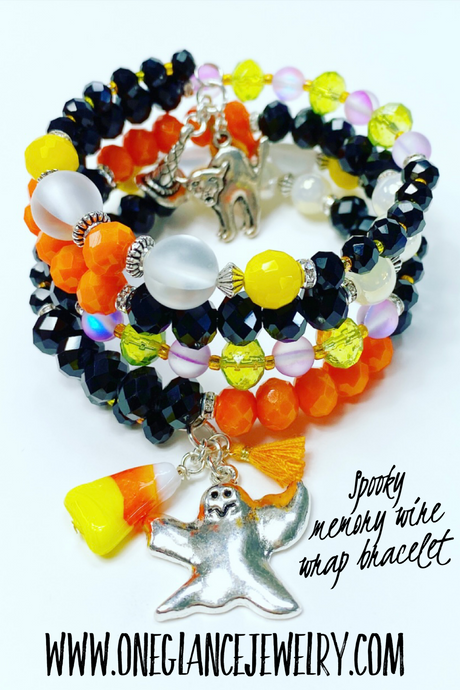 Halloween memory wire bracelet