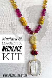 Mustard & magenta necklace, kit or finished